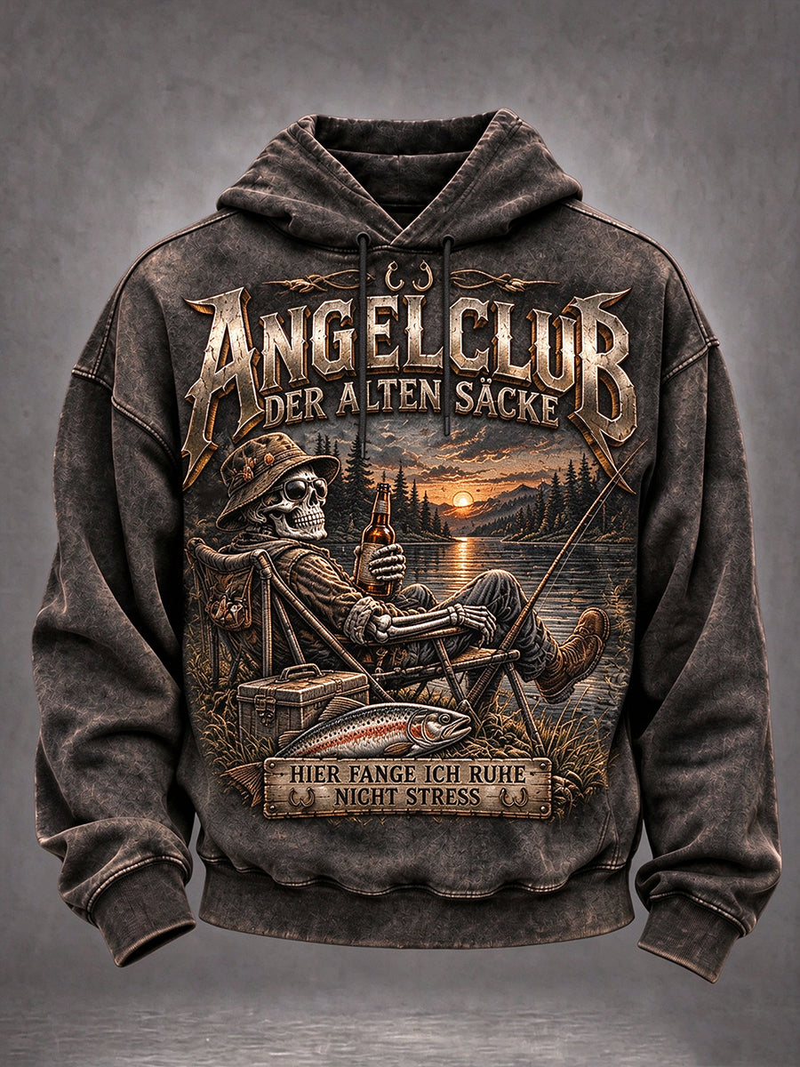 Men's Fun Fishing Slogan Print Casual Hoodie