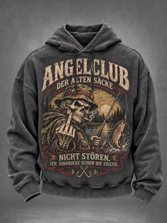 Men's Fun Fishing Slogan Print Casual Hoodie