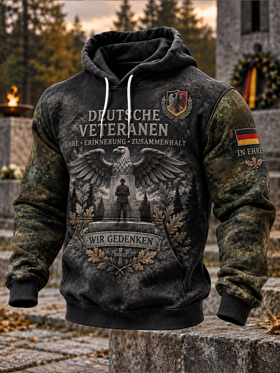 Herren-Kapuzenpullover mit Grafikdruck zum Gedenken an Veteranen