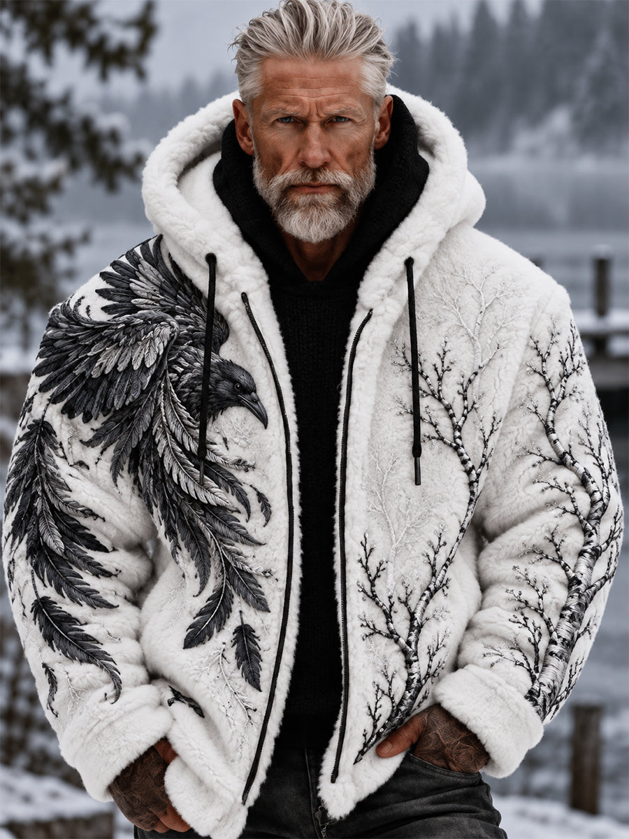 Herren-Flanelljacke im Retro-Nordic-Viking-Stil mit Tiermotiv