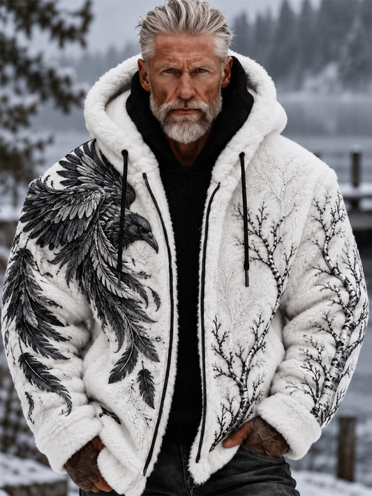 Herren-Flanelljacke im Retro-Nordic-Viking-Stil mit Tiermotiv