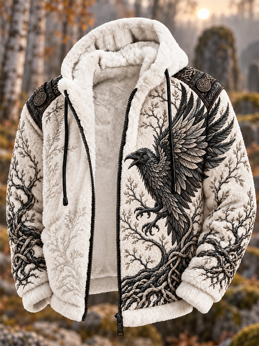 Herren-Flanelljacke im Retro-Nordic-Viking-Stil mit Tiermotiv