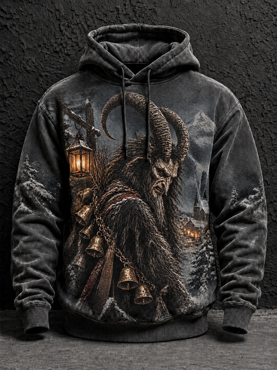 Herren-Krampusnacht-Kapuzenpullover mit Aufdruck