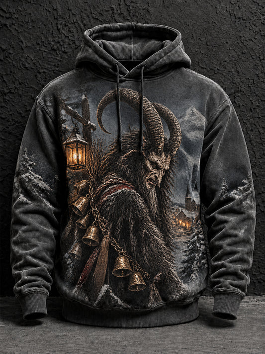 Herren-Krampusnacht-Kapuzenpullover mit Aufdruck