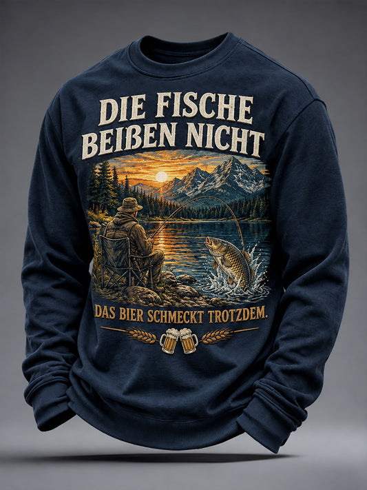 Herren-Sweatshirt mit lustigem Angeldruck und Rundhalsausschnitt