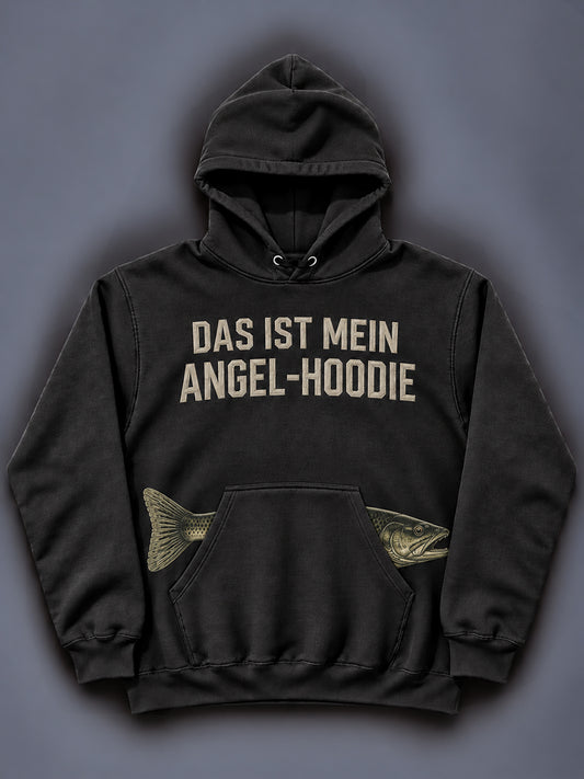 Herren-Kapuzenpullover mit witzigem Angler-Print und Tasche
