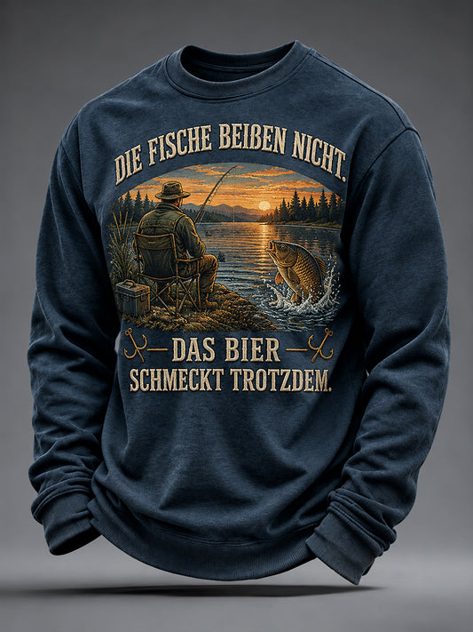 Herren-Sweatshirt mit lustigem Angeldruck und Rundhalsausschnitt