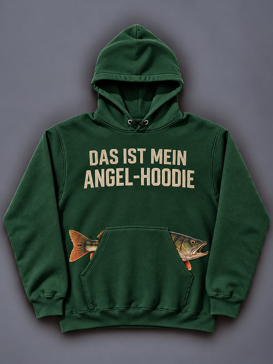 Herren-Kapuzenpullover mit witzigem Angler-Print und Tasche