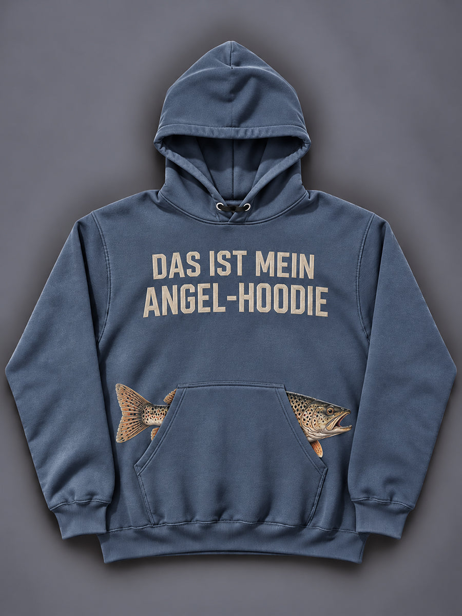 Herren-Kapuzenpullover mit witzigem Angler-Print und Tasche
