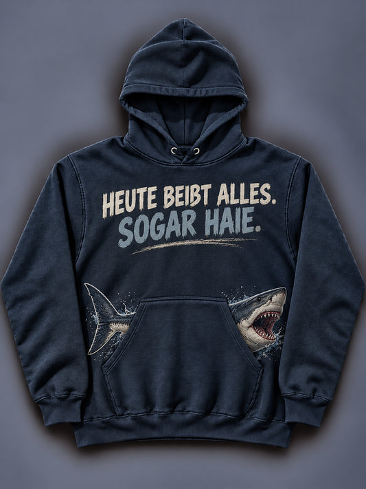 Herren-Kapuzenpullover mit witzigem Angler-Print und Tasche