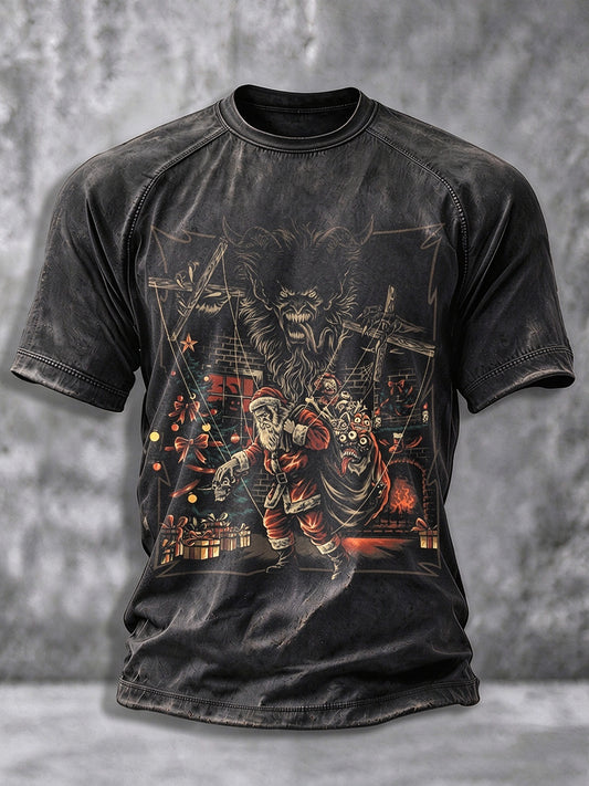 Herren-Krampus-Grafik-T-Shirt mit kurzen Ärmeln