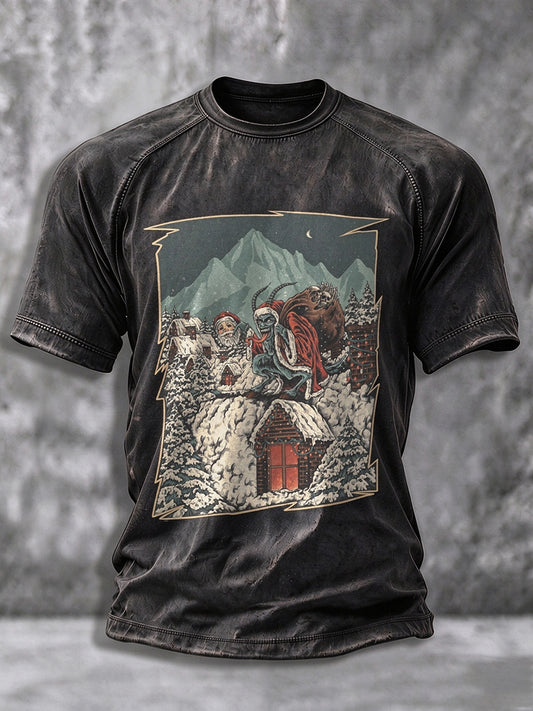 Herren-Krampus-Grafik-T-Shirt mit kurzen Ärmeln