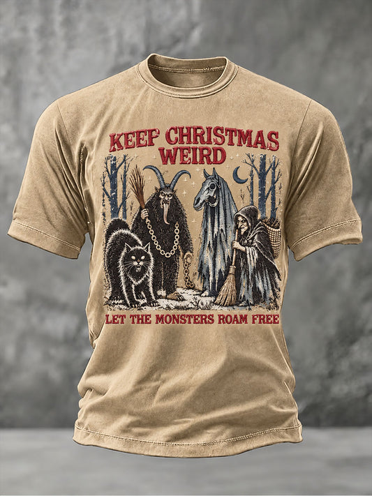 Herren-Casual-T-Shirt mit Winter-Folklore- und Nikolaus-Jule-Print