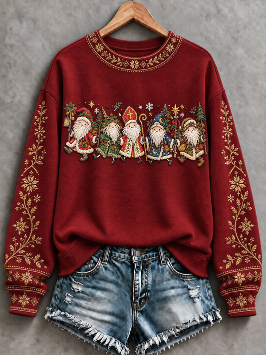 Damen-Kapuzenpullover „Winterfolklore“ mit Nikolaus- und Weihnachtsmotiv, lässiger Stil
